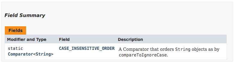 Java String field summary