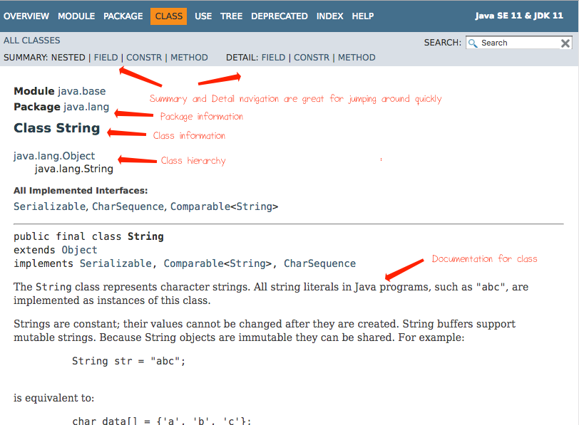 Javadoc for java.lang.String